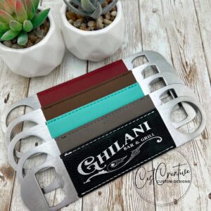 leatherette metal bottle openers