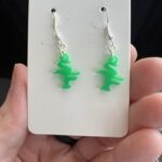 Green SF Earrings with silver hardware