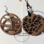 wooden basketball and cheer pompom earrings