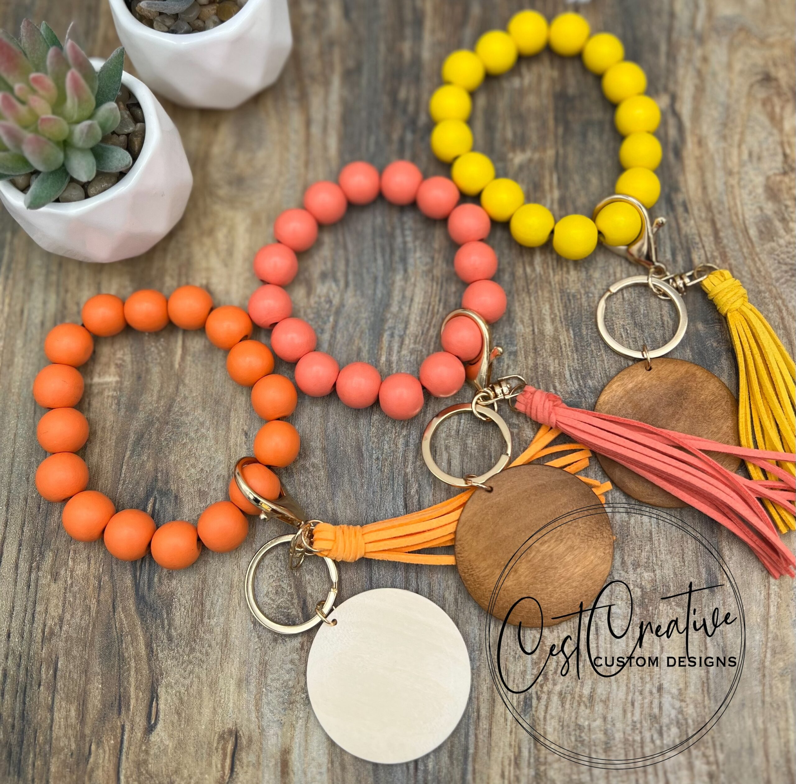 Wood bead wristlets