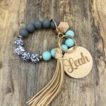 Silicone Bead Wristlet with engraved charm
