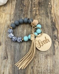 Silicone Bead Wristlet with engraved charm