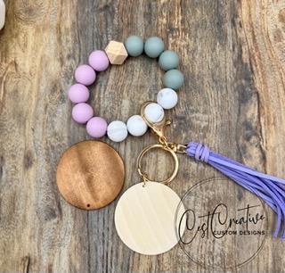 Silicone Bead Wristlet with engraved charm