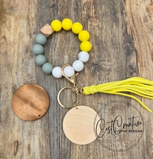 Silicone Bead Wristlet with engraved charm