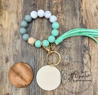 Silicone Bead Wristlet with engraved charm