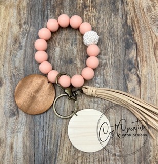 Silicone Bead Wristlet with engraved charm