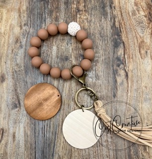 Silicone Bead Wristlet with engraved charm