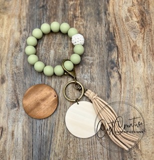 Silicone Bead Wristlet with engraved charm