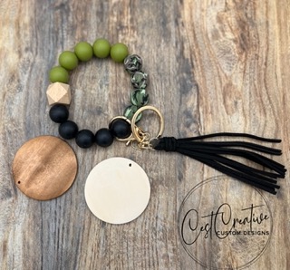 Silicone Bead Wristlet with engraved charm