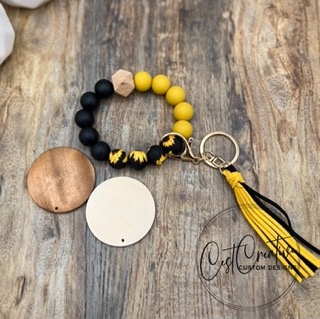 Silicone Bead Wristlet with engraved charm